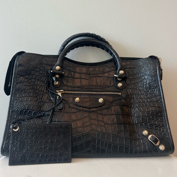 Balenciaga Handbags - Balenciaga Black Crocodile City Bag